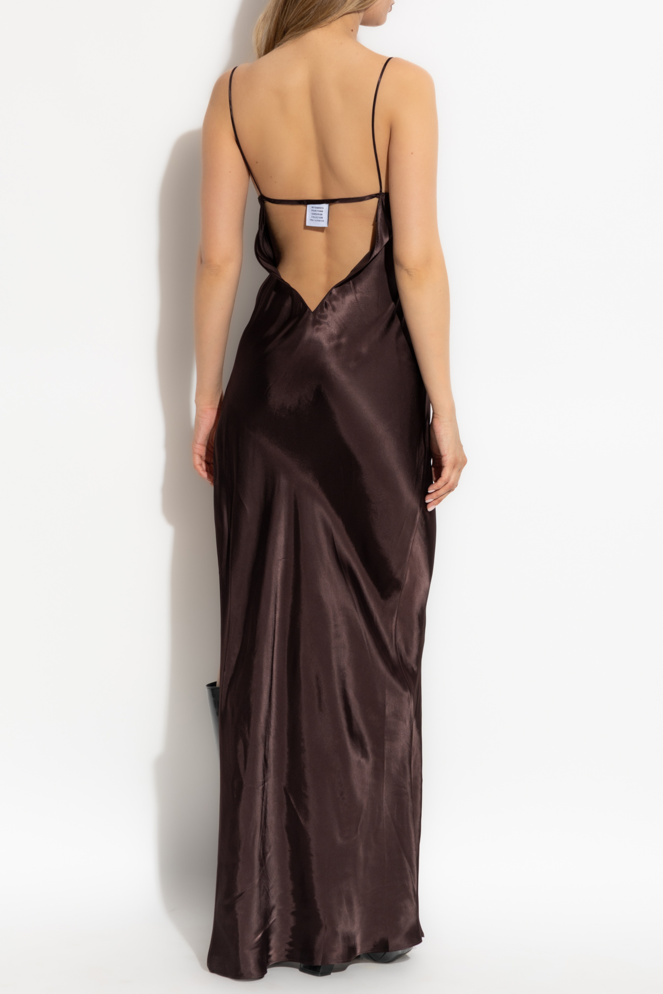 Brown Long satin dress with a slit VETEMENTS - Vitkac Italy